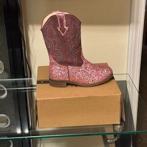Pink Glitter Kids Cowboy Boots